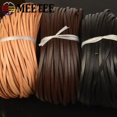 10m Meetee 3mm 5mm Natural Leather Rope Thread Flat Cord Bracelet Jewellery Findings Woven Ropes Necklace DIY Leather Crafs