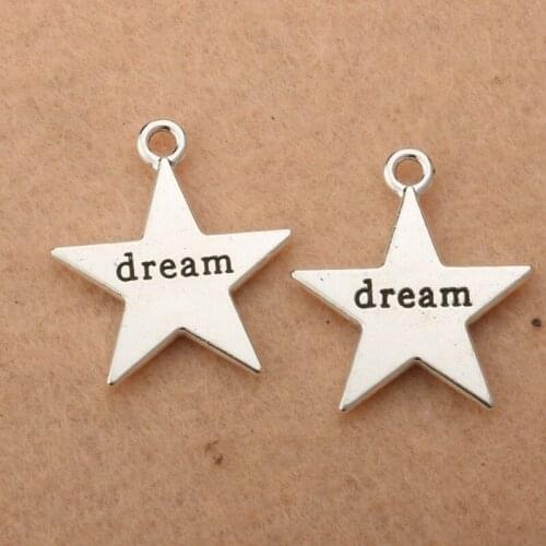 10PCS Dream Star Charm Pendant fit Bracelet Necklace Tibetan Silver Plated Jewelry DIY Making Accessories 23x20mm