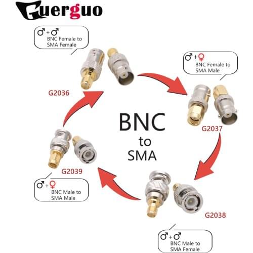 10PCS BNC Female to SMA Female/Male BNC Male to SMA Female /Male Straight RF adapter Converter