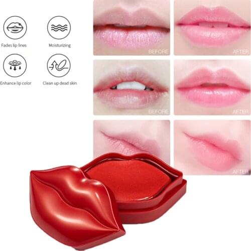 20Pcs Sexy Red Lips Cherry Hydrating Moisturizing Lip Mask Anti-Drying Lightening Lip Lines Nourizing Serum Lip Care mask TSLM1