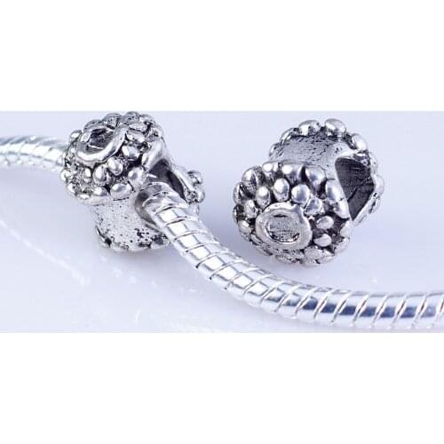 40pcs Tibetan Silver Metal DIY beads big hole round beads fit for style European Bracelets