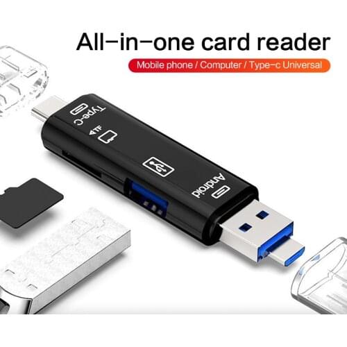 5 In 1 Multifunction Usb 2.0 Type C/Usb /Micro Usb/Tf Memory Card Reader OTG Card Reader Mobile Phone Adapter