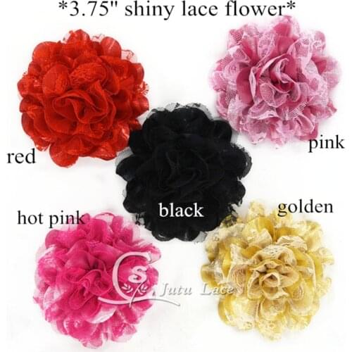 50pcs/lot shine hair accessory decorative large craft flower-glitter golden fabric flower,shiny scalloped flower in high quality