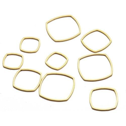 50pcs metal quadrilateral charm stainless steel thin line square pendant gold color DIY Jewelry making accessories