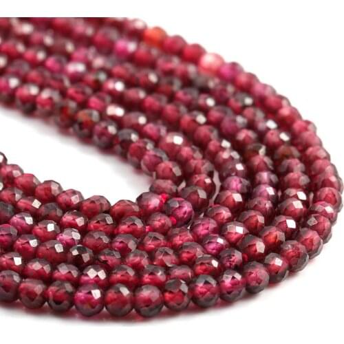 Natural Stone Beads Small Beads Faceted Garnet Section Loose Spacer Beaded for Make Jewelry DIY Bracelet Necklace Accessories