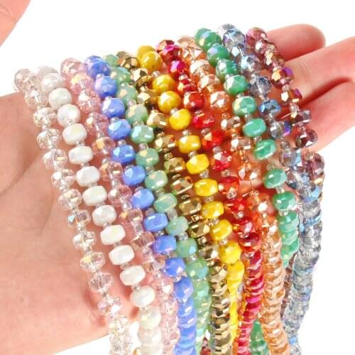 Natural Faceted Round AB Crystal Beads 8mm Loose Spacer Beads for Jewelry Making DIY Earring Bracelet Necklace Accessories 15"