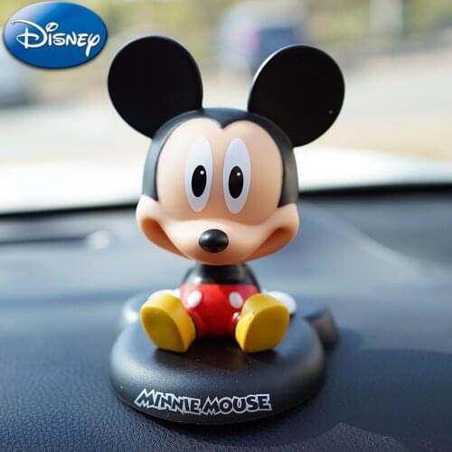 Disney Mickey Mouse Minnie Anime Figure Doll Toys Kawaii Action Figure Shake Head Collection Model Dolls Car Decor Kids Toy Gift