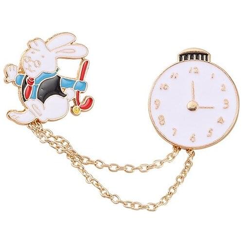 Cartoon Bunny Gentleman Enamel Pins On-time Animal Brooches Bag Clothes Lapel Badge Fashion Jewelry Gift for Kids Friends