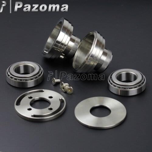 Chrome Motorbike Frame Neck Cups Integrated Internal Fork Stops 1.0" Billet Triple Tree for Harley Wide Glide Springer Chopper