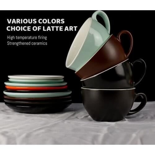 150/220/300ml Thick Body Ceramic Coffee Cup and Saucer for Flat White Latte Cup Cappuccino Double Espresso Coffee Cup Drinkware