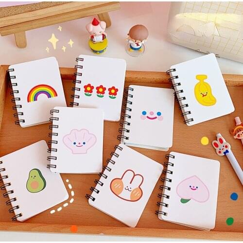 Korean Cute Clouds Smiley Kawaii Coil Notebook Cartoon Mini Notebook Memo Pad Student Stationery School Supplies Cute Planner