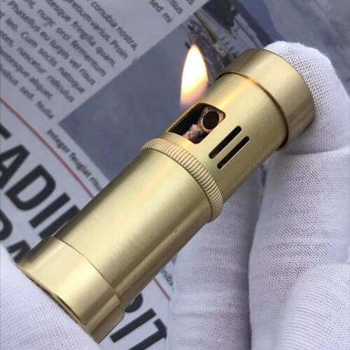 Creativity Brass material Pressing ejection ignition kerosene gasoline Petroleum oil cigarette lighter Very cool smoking igniter