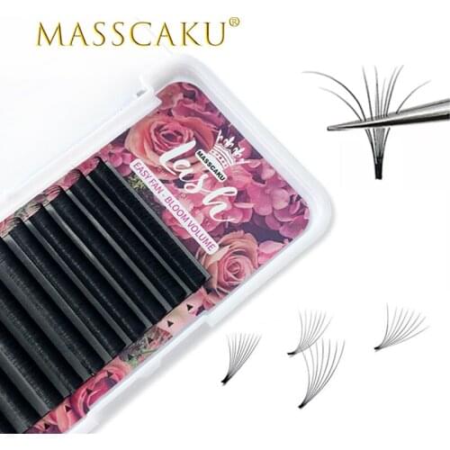 MASSCAKU All Size Silk Mink Korea PBT material Best Sellers Eyelash Wholesale faux Mink easy fan volume eyelash Extension