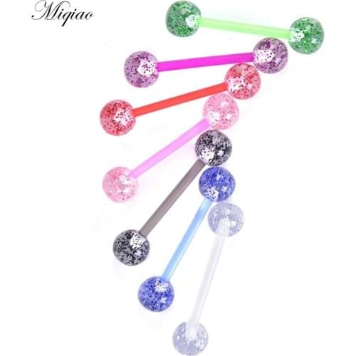 Miqiao 8pcs Fashionable Personality Hot-selling Acrylic Bright Pink Tongue Nail Body Piercing Jewelry
