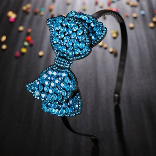 Fashion Double Big Bow Head Wear Luxury Headband for Women Rhinestone Non-slip Border Girls Hairpin Fancy Hair Accessories Gift