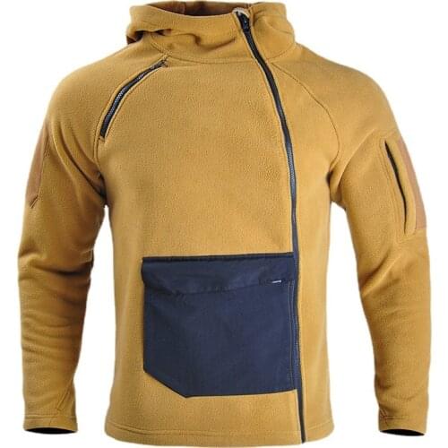 Autumn Winter Camouflage Hooded Fleece Mens Casual Jacket Outdoor Camping Fitness Hiking Warm Breathable Thickened Loose Tops