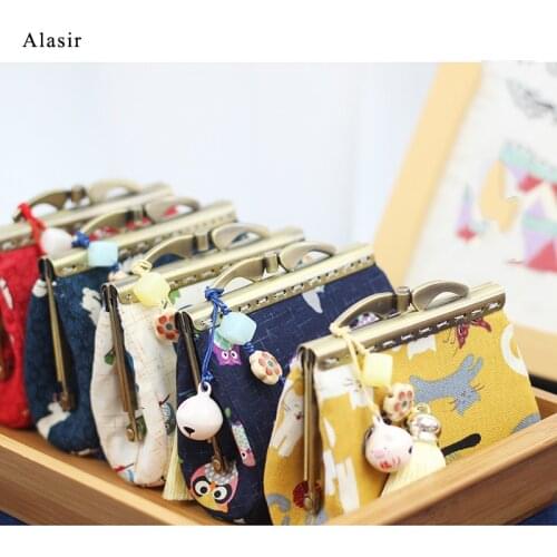 Alasir New gold bag handmade fabric coin purse tassel simple Joker coin bag cartoon storage buckle bag