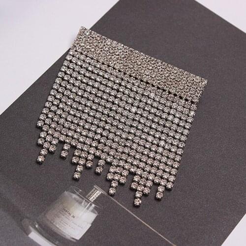 New Elegant Rectangle Tassel Brooch Pin Champagne Zirconia Costume Jewelry Cloth Accessories crystal Jewelry Brooch For Wedding