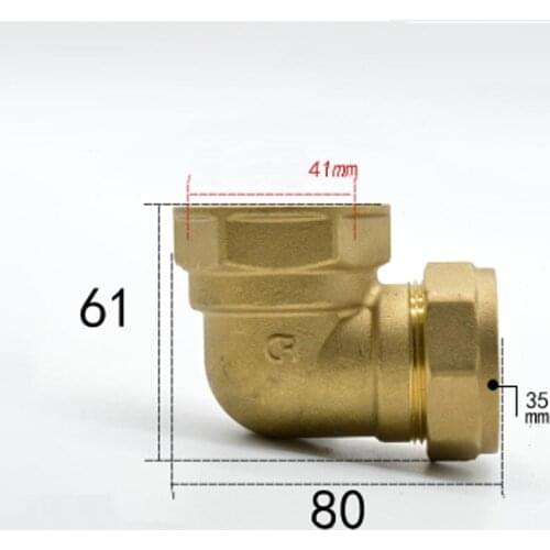Fit Tube OD 35mm x 1-1/2" BSP Female Brass Elbow Compression Fitting Union Connector Water Gas Fuel
