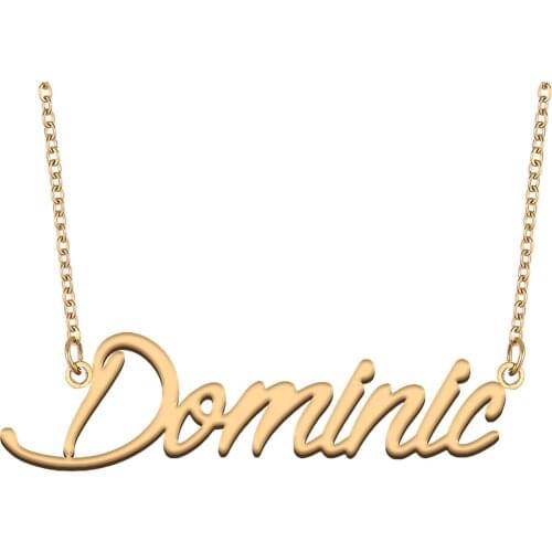 Dominic Name Necklace for Women Stainless Steel Jewelry 18k Gold Plated Nameplate Pendant Femme Mother Girlfriend Gift