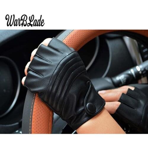 WarBLade PU Leather Fingerless Gloves Men Women Fashion Driving Gym Gloves Half Finger Tactical Gloves Black Guantes Luva Gloves