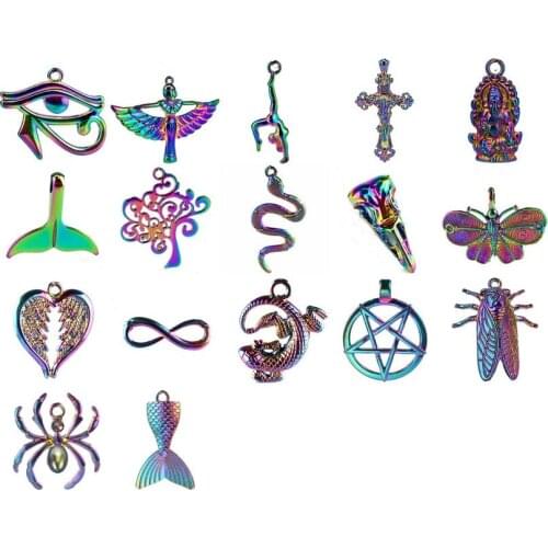 2PCS Rainbow Pendants DIY Necklace Crafts Making Findings Handmade Jewelry Accessories Animal Charms For Jewelry Making Supplies