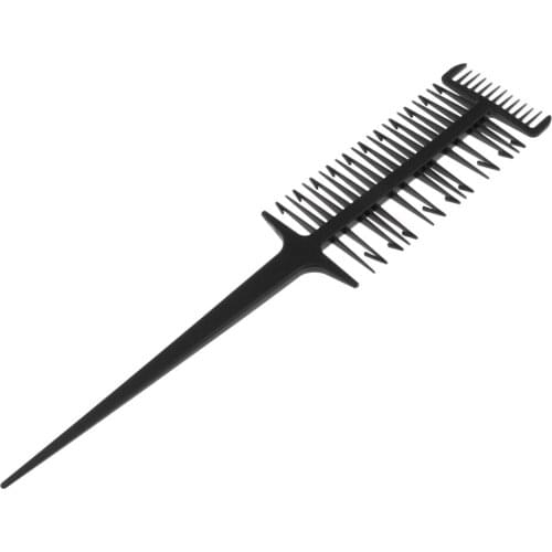 1Pcs Professional Weaving & Sectioning Foiling Comb For Hair Coloring Microblading & Highlighting, Black, 3-Way