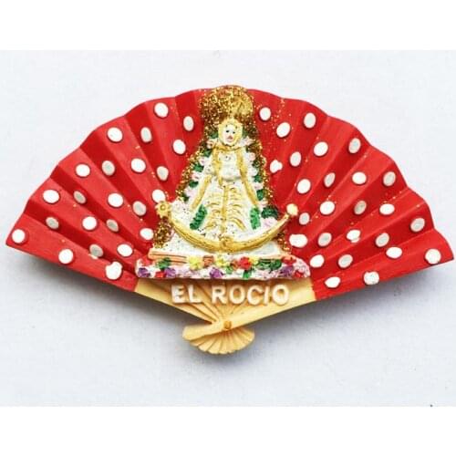 QIQIPP Folk flower fan souvenir magnetic refrigerator hand letter in El rocio town, Andalusia, Spain
