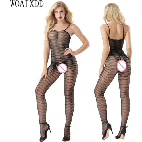 Sexy Bodystocking for Women Silk See Through Bodysuits Lingerie Hot Woaixdd Floral Print Underwear Nightgown Erotic Sleepwear