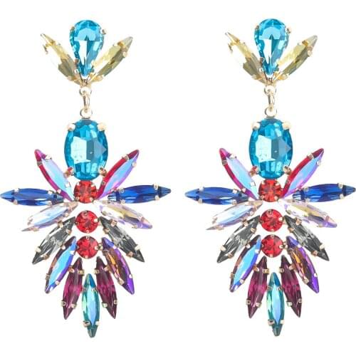 2Colors Multicolors Rhinestone Dangle Earings Jewelry For Women Geogous Daily Collection Earrings Accessories Wholesale