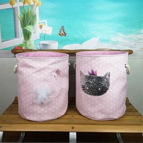 Foldable Laundry Basket For Dirty Clothes Pink Kids Toys Baskets Bag For Girls Home Sundries Storage Basket Washing Organizer