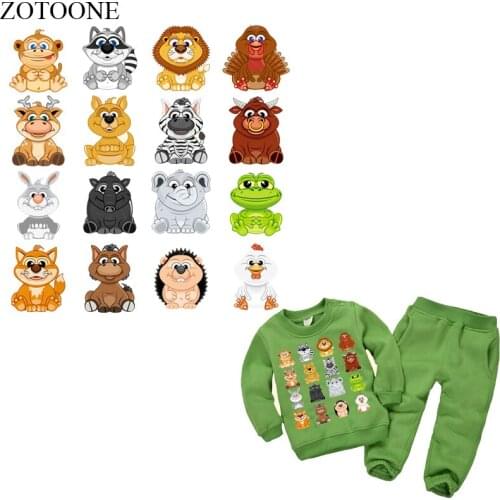 ZOTOONE 16Pcs Cartoon Animal Patch Iron on Patches for Clothing Diy Child T-shirt Thermal Transfer Patch Stickers Heat Press E