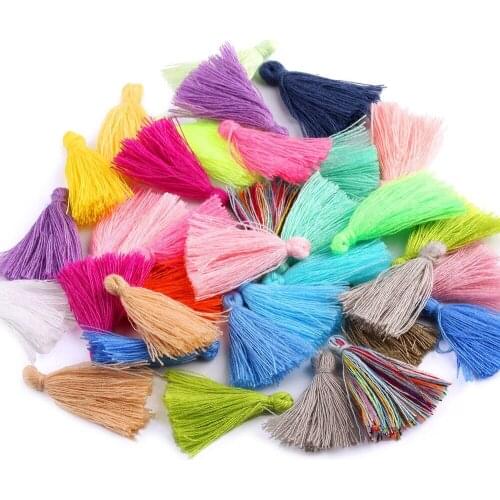 100PCS 3CM Mini Cotton Thread Fabric Tassel DIY Pendant Jewelry Bracelet Key Making Fringe Trim Craft Tassels Sewing Accessories