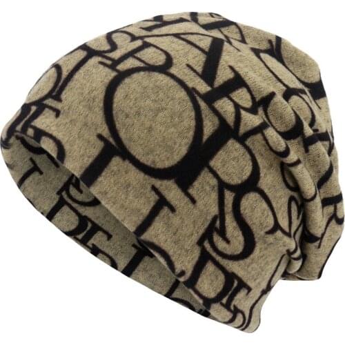 Unisex Letter Print Scarf Beanie Cap Casaul Outdoor Convertible Windproof Hats Hip Hop Popular Vintage Hats For Women Fashion