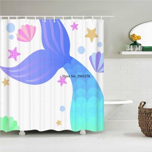 3D Cartoon lovely Waterproof Fabric Shower Curtain Bathroom Curtains Cute Mermaid Girl Printed Bath Screen Decoration