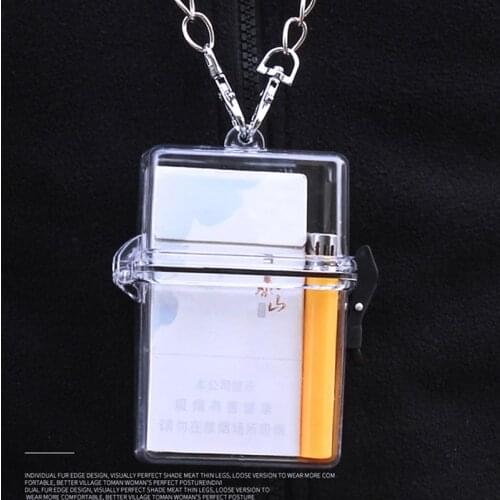Neck-hung Waterproof Cigarette Case Box with Lanyard Chain Muiticolor Plastic Lipstick Lighter Card Storage Box Phone Holder