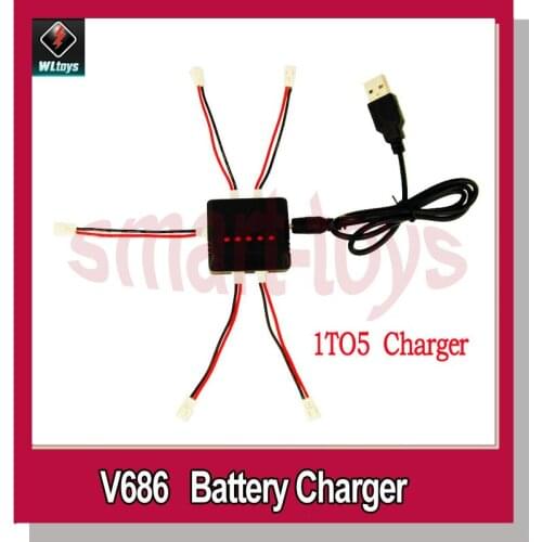 V686 USB Battery Charger 1to4 1to5 1to6 with plug and conversion cable for Wltoys V686G V626 V636 Quadcopter Parts