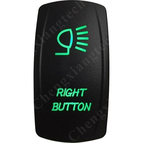 12V 24V Boat Car 5 Pin ON/OFF SPST Rocker Toggle Switch- Right Button - Green Led Waterproof IP66 for Carling ARB 4X4 NARVA