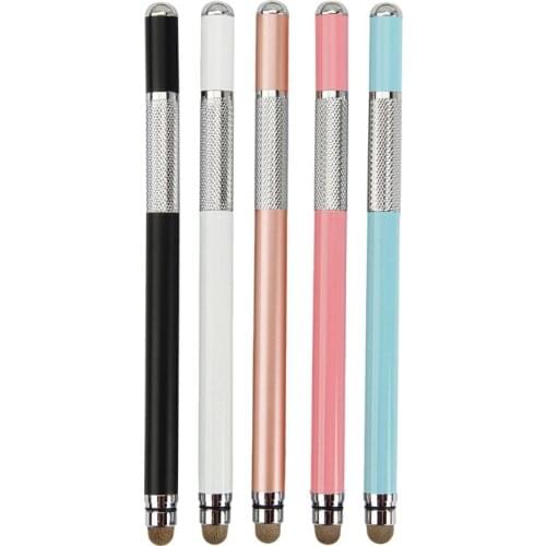 2 In 1 Multifunction Fine Point Touch Screen Metal Capacitive Stylus Pen For iPhone iPad Smart Phone CellPhone Tablet PC DXAB