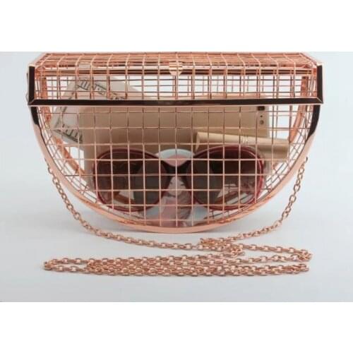 2020 Vintage Women Evening Bag Metal Hollow Out Mini Bag Banquet Party Shoulder Crossbody Bags Wedding Clutch Cage Handbag