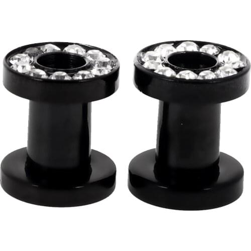 361L Stainless Steel White Rhinestone Crystal Rimmed Screw Piercing Fit Ear Stretcher Flesh Tunnel Gauge 5mm 6mm 8mm 10mm 12mm