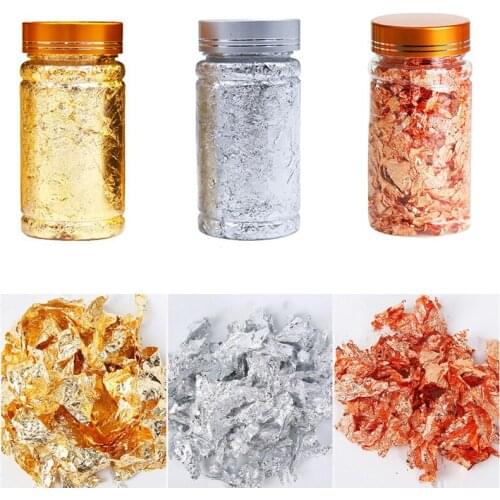 3g Imitation Gold Sliver Copper Foil Sequins Glitters Craft Leaf Flake Sheets Bulk Foil Paper For Gilding DIY Nail Art Decor