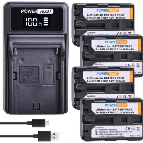 NP-FM50 NPFM50 FM55H 4Pack Battery akku +LED USB Charger For Sony NP-FM51 NP-FM30 NP-FM55H DCR-PC101 A100 Series DSLR-A100