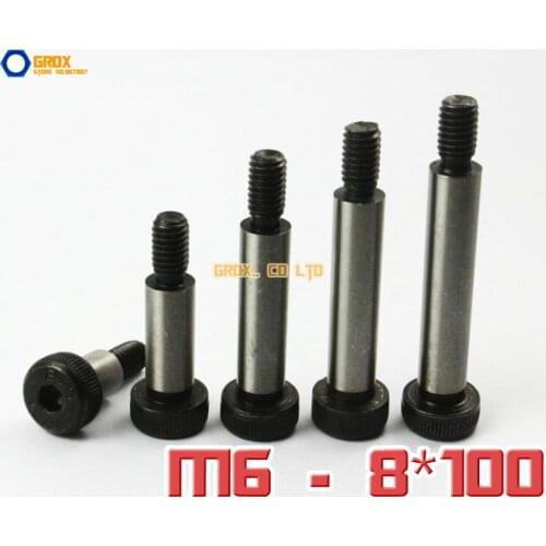 5 Pieces M6 Threaded 8 x 100mm 12.9 Grade Alloy Steel Hexagon Socket Head Shoulder Screw Bolt
