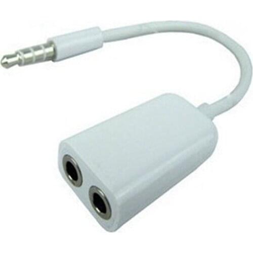 500pcs/lot 3.5mm Earphone Headphone Male 1 to 2 Dual Female Y Splitter Stereo Audio Cable Adapter Jack for iPod iPhone iPad