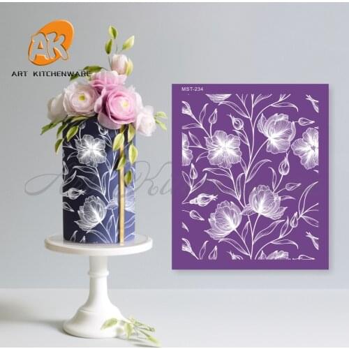 Flowers Design Mesh Stencil For Wedding Cake Border Stencils Fondant Lace Mould Cake Decorating Tool Cake Mold