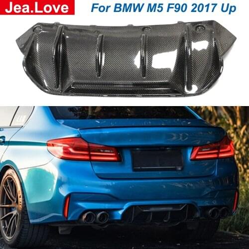 M Style Real Carbon Fiber Rear Bumper Lip Chin Diffuser Car Body Tuning Part For BMW M5 F90 2017 Up