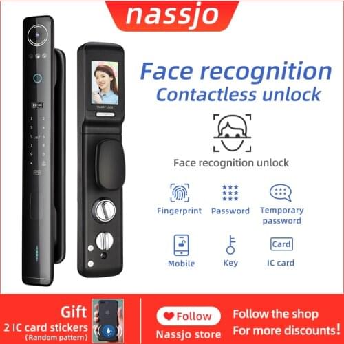 Nassjo Smart Face Recognition door lock fingerprint IC card password key outdoor household electronic door lock