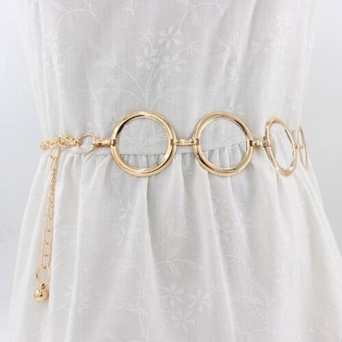 Womens Elegant Belt Temperament Slim Waist Belt Dress Decoration Fashion Elegant Metal Big Ring Belt