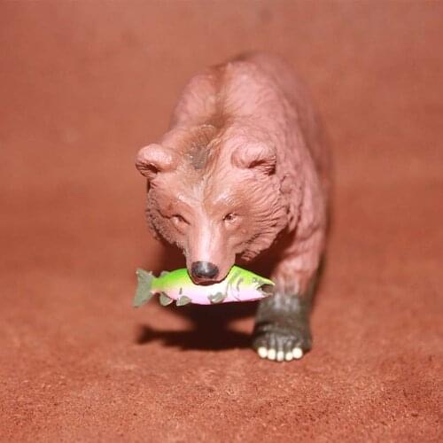 Solid pvc figure bear bite fish ornament toy gift